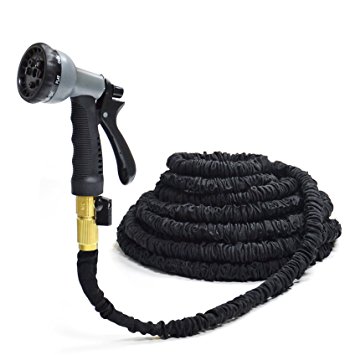 50 Ft Hose MpingT Magic Expandable Flexible Stronger Deluxe Garden Water Hose w/ 8 Function Spray Nozzle Black