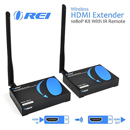 OREI Wireless HDMI Transmitter Receiver Extender 1080P Kit With IR Remote - Up to 165 Ft - 5 Ghz Frequency - Perfect for Streaming from Laptop, PC, Cable, Netflix, Youtube, PS4 to HDTV/Projector