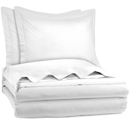 Nestl Bedding Microfiber Duvet Cover Set Includes 2 Pillow Shams - 3 Piece Queen White