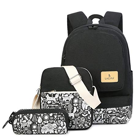 LACIRA Canvas Black Laptop Backpack