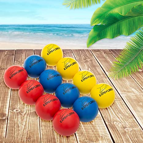 EXPAWLORER 12 Pack Dog Rubber Bouncy Balls, Dog Chew Toys Elastic Summer Floating Racquetball for Puppy Small and Medium Dogs, Red Yellow Blue