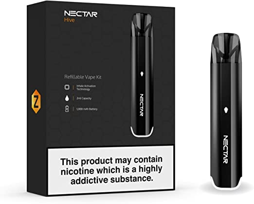 CBD Vape Pen | Nectar Hive with 2ml Refillable Pod, USB-C Charger, 1000mAh Battery & Inhale Activation Tech | Vape Kit for E-Liquid, CBD and Thick Oil – Includes 2ml High Efficiency Nectar Hive Pod