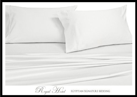 Royal Hotel Collection Ultra-Soft Sheets Silky Soft High Quality 100 Microfiber Bed Sheets set Deep Pocket Wrinkle and Fade resistant Hypoallergenic Twin XL White