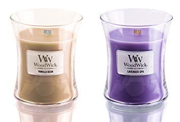 Vanilla Bean and Lavender Spa Woodwick Jar Candles Gift Set of 2