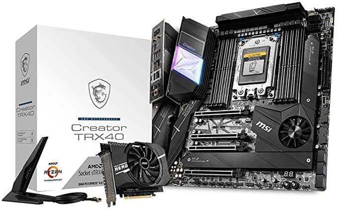 MSI Creator TRX40 Motherboard (AMD sTRX4, PCIe Gen4, M.2, USB3.2 Gen2x2, DDR4, 10G LAN, Wi-Fi 6, eATX)