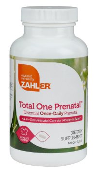 Zahler Total One Prenatal, Contains Folic Acid and Iron, An All-Natural Complete Pregnancy and Breastfeeding Multivitamin Supplement, Just One Capsule a Day,#1 Best Top Quality Prenatal Formulated for Mother and Baby, Certified Kosher, 120 Capsules