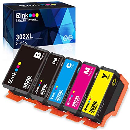 E-Z Ink (TM) Remanufactured Ink Cartridge Replacement for Epson 302XL 302 T302XL T302 to use with Expression Premium XP-6000 XP6000 Printer (5 Pack)
