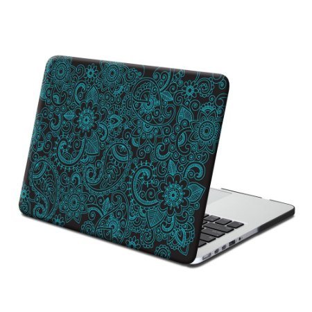 Macbook Pro Retina 13 Case, GMYLE Hard Case Print Frosted for MacBook Pro 13 inch with Retina display - Squama Grey Paisley Pattern Rubber Coated Hard Shell Case Cover (Not Fit for Macbook Pro 13 inch A1278)
