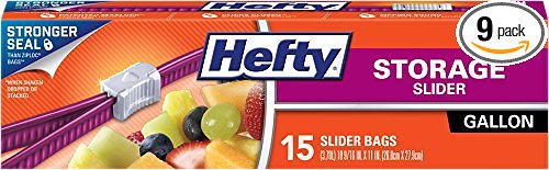 Hefty Slider Storage Bags (Gallon, 15-Count, Pack of 9)