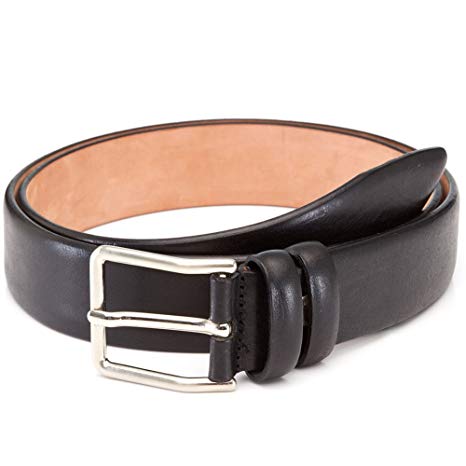 Men Full Grain Leather Belt-LUCHENGYI 100% Leather Double Loops Black Made in Italy 35mm Width Classic Style Gift Package for Christmas 2 Years Warranty