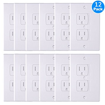 AUSTOR Electric Outlet Covers Baby Safety Self Closing Wall Socket Plugs Plate Alternate for Child Proofing, 12 Pack