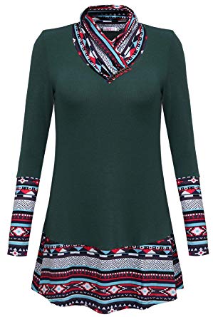 Sufiya Women's Cowl Neck Long Sleeve Tunic Tops Casual Sweatshirts with Buttons