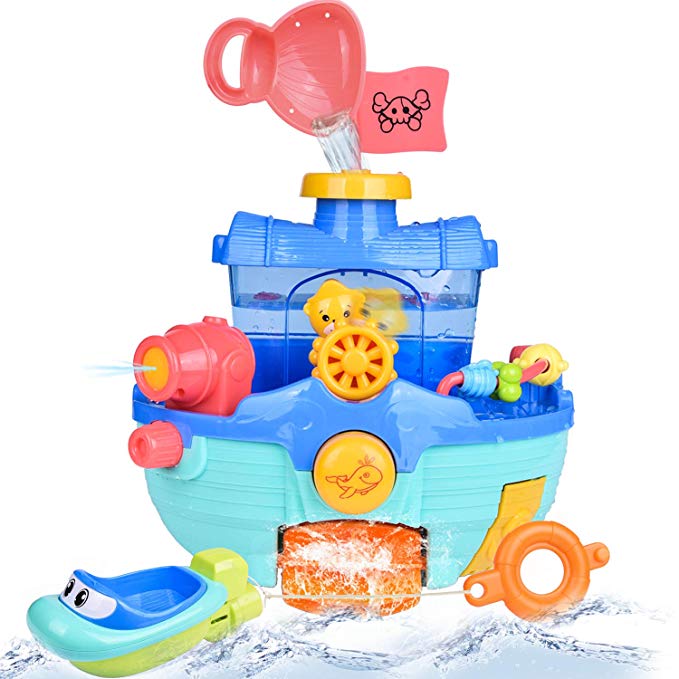 Toddler Bath Toy Boats Set, 2 Pack Bath Boats for Kids, Bathtub Water Toys for Boys and Girls