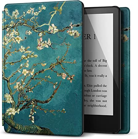 TNP Case for 6.8" Kindle Paperwhite 11th Generation 2021 / Kindle Paperwhite Signature Edition, PU Leather Cover, Protective Sleeve Folio Case for Kindle E-Reader with Auto Sleep/Wake, Almond Blossom