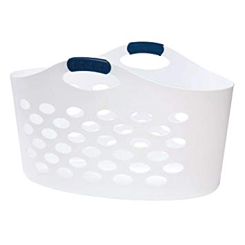 Rubbermaid Flex 'N Carry White Laundry Basket, 1.5 bushel capacity