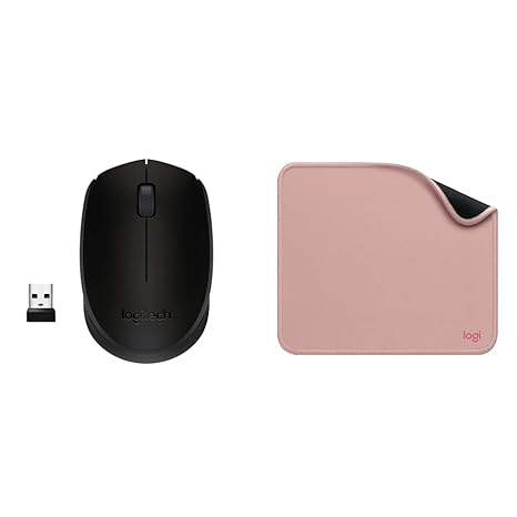 Logitech B170 Wireless Mouse, 2.4 GHz with USB Nano Receiver, Optical Tracking with Mousepad, Studio Series with Anti-Slip Rubber Base,Spill Resistant (Dark Rose)