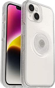 OtterBox iPhone 14 & iPhone 13 Otter   Pop Symmetry Series Clear Case - STARDUST POP (Clear/Glitter), integrated PopSockets PopGrip, slim, pocket-friendly, raised edges protect camera & screen