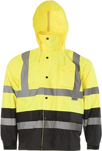 JORESTECH Light Weight Waterproof Rain Jacket ANSI/ISEA 107-2015 Class 3 Level 2 Yellow/Black