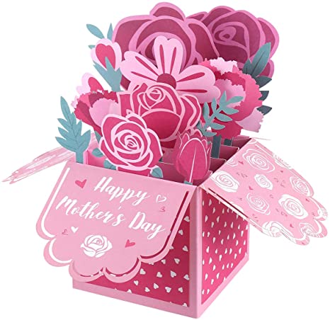 Mother’s Day Greeting Card, 3D Flowers Pop Up Card for Mom, Happy Mother’s Day Card with Envelope Handwriting and Hanging Available