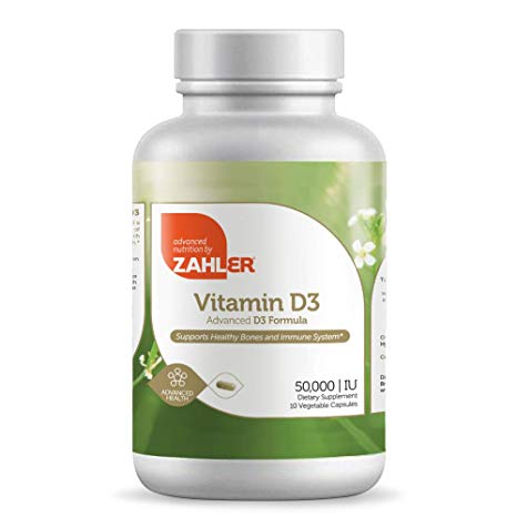 Zahler Vitamin D3, Natural Supplement Supporting Bones Muscle Teeth and Immune System, Certifed Kosher (D3 50,000 10 Count)