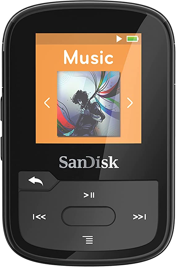 SanDisk 32GB Clip Sport Plus MP3 Player, Black - Bluetooth, LCD Screen, FM Radio - SDMX32-032G-G46K