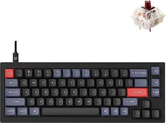 Keychron Q2 Wired Custom Mechanical Keyboard, QMK/VIA Programmable Macro, Full Aluminum, Hot-Swappable Gateron G Pro Brown Switch, 65% Layout Double Gasket Compatible with Mac and Windows - Black