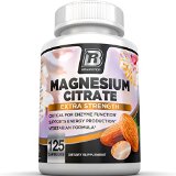 BRI Nutrition Magnesium Citrate - 125 Count 400 mg per Veggie Capsules - 125 Sevings