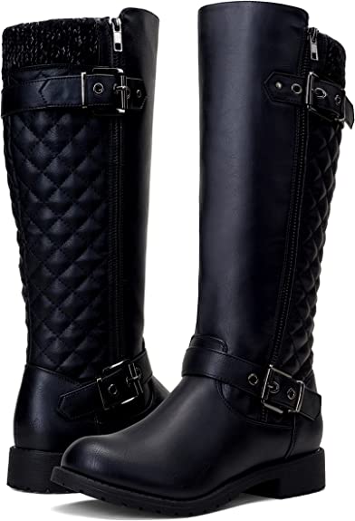 Jeossy Women's 50 Knee High Riding Boots Metal Buckle Calf Boot