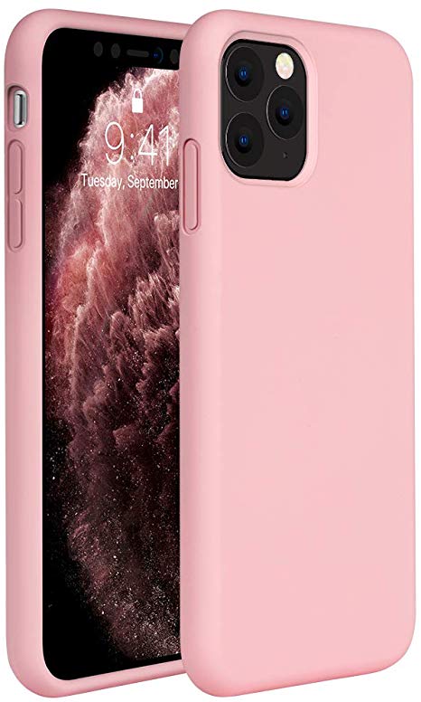 Miracase Liquid Silicone Case Compatible with iPhone 11 Pro Max 6.5 inch(2019), Gel Rubber Full Body Protection Shockproof Cover Case Drop Protection Case（Pink）