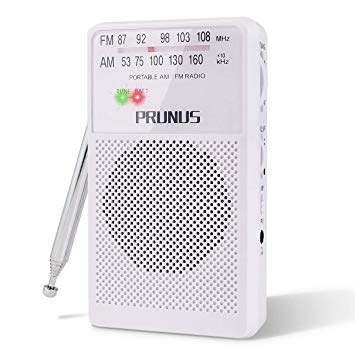 ANJAN-A166 AM/FM Portable Radio, Small Transistor Radio with Ultra-Long Copper Antenna, Excellent Reception, Tuning Knob with Signal Indicator, Supports Replaceable Battery (AA) (White), by PRUNUS