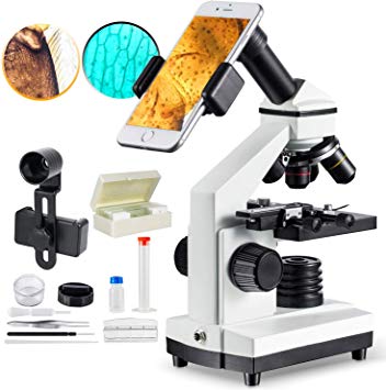1000x Compound Microscope for Students with Prepared Slides Kit for School Teaching Demonstration, Amateur Biology Research Homeschool Science Learning Nature MAXLAPTER