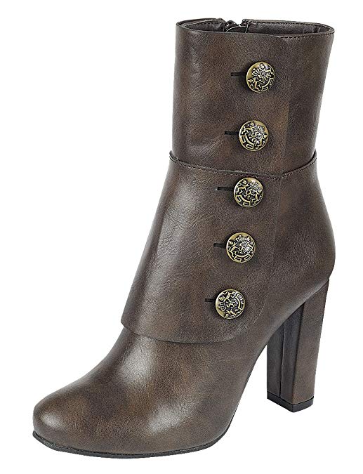 Cambridge Select Women's Steampunk Victorian Button Chunky Heel Ankle Boot
