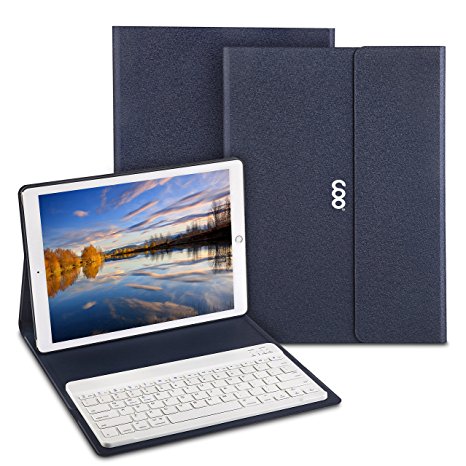 iPad Pro 12.9" Keyboard Case ,COO Pu Leather with Removable Bluetooth Keyboard and Auto Wake / Sleep Smart Case (Dark Blue)