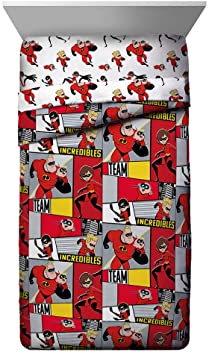 Jay Franco Disney/Pixar Incredibles Super Family Twin Comforter - Super Soft Kids Reversible Bedding - Fade Resistant Polyester Microfiber Fill (Official Disney/Pixar Product)