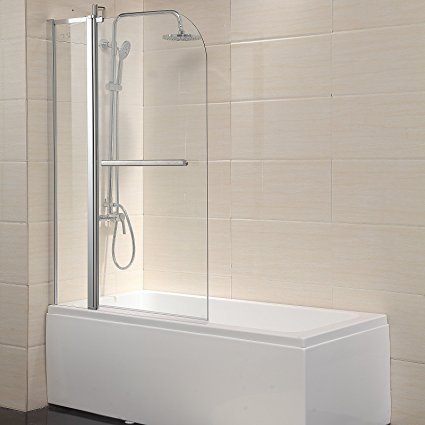 WaaGee Pivot Radius Framed 1/4" Clear Glass 55"X39" Bath Tub Shower Door Chrome Finish