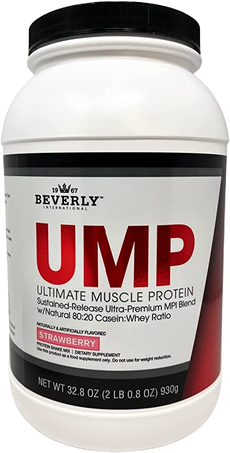 Beverly International UMP Protein Powder, Strawberry. Unique Whey-Casein Ratio Builds Lean Muscle. Easy to Digest. No Bloat. (32.8 oz) 2lb .8 oz