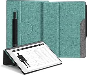 Ayotu Case for Remarkable 2 Paper Tablet 10.3" 2020 Released, Fabric Folio Cover with 360 Degree Rotatable Stand and Stylus Pocket, Gray & Green (Exclusive Templates Provided)