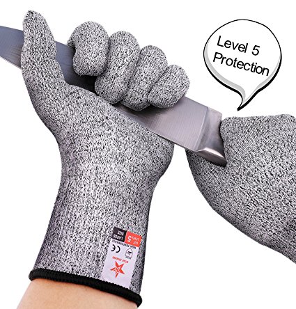 Cut Resistant Gloves, Food Grade Level 5 Protection,Safety Kitchen and Outdoor Cut Gloves(Large）