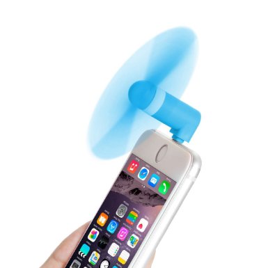 USB Phone Fan, HAWEEL® 3.5 inch Fashion Portable 8 Pin USB Phone Mini Fan with Two Leaves for iPhone 6 & 6 Plus / iPhone 5 & 5S / iPad Air, Blue