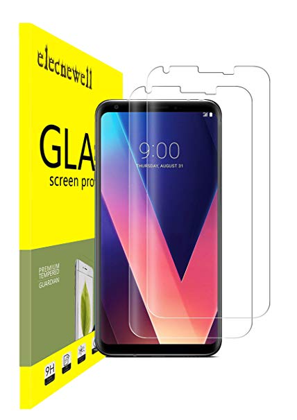 [2-Pack]LG V30 Screen Protector,ELECNEWELL for LG V30 / LG V30 Plus Tempered Glass Screen Protector [Case Friendly][Bubble Free][9H Hardness] with Lifetime Replacement Warranty