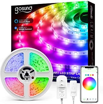Led Strip Lights, Gosund Smart WiFi Led Lights 16.4ft Works with Alexa and Google Home, App Control, 16 Million Colors, Music Sync, RGB Color Changing Led Strips for Bedroom, Home, Tv, Kitchen, Party