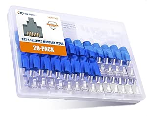 Cable Matters 20er-Pack Netzwerkstecker Cat8 Cat7 Cat6A (RJ45 Stecker/Stecker RJ45 Cat 8) - Lan Stecker mit Zugentlastungsmanschetten für Litzen- oder Volldraht-Ethernetkabel