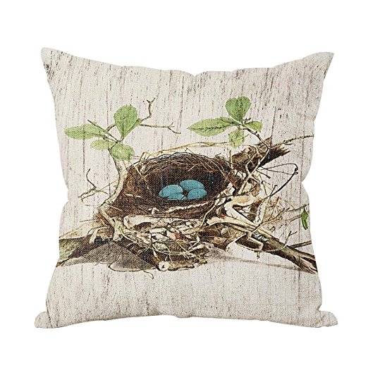 Bird's Nest Throw Pillow Case Vintage Cushion Cover Pillowcase Gift 18 * 18 Hidden Zipper Pillow Cover