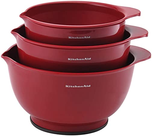 KitchenAid KE175OSERA Classic Mixing Bowls, Set of 3, Empire Red