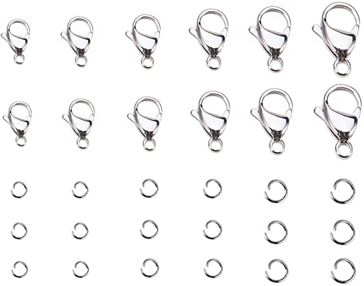 210pcs 304 Stainless Steel Lobster Clasps Claw Clasps and Open Jump Rings for Bracelet Necklace Jewelry Making Findings …