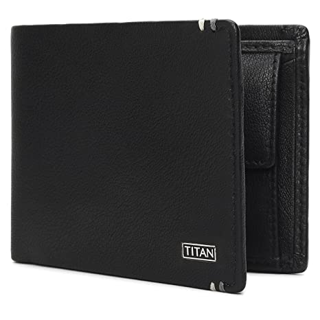 Titan Black Bifold Leather RFID Protected Wallet for Men