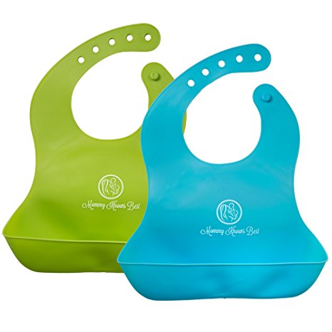 Waterproof Comfortable Soft Baby Bib Easily Wipes Clean Silicone Feeding Bibs