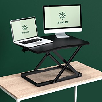 Zinus Smart Adjust Standing Desk / Height Adjustable Desktop Workstation / 28in x 21in /  Black