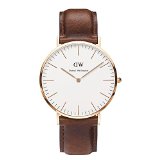 Daniel Wellington Mens 0106DW St Mawes Stainless Steel Watch with Brown Band