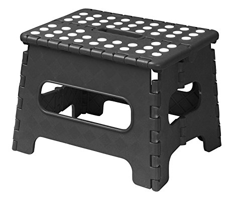 Acko 9" x 11" Black Folding Step Stool great for kids and adults. Holds up to 250 LBS